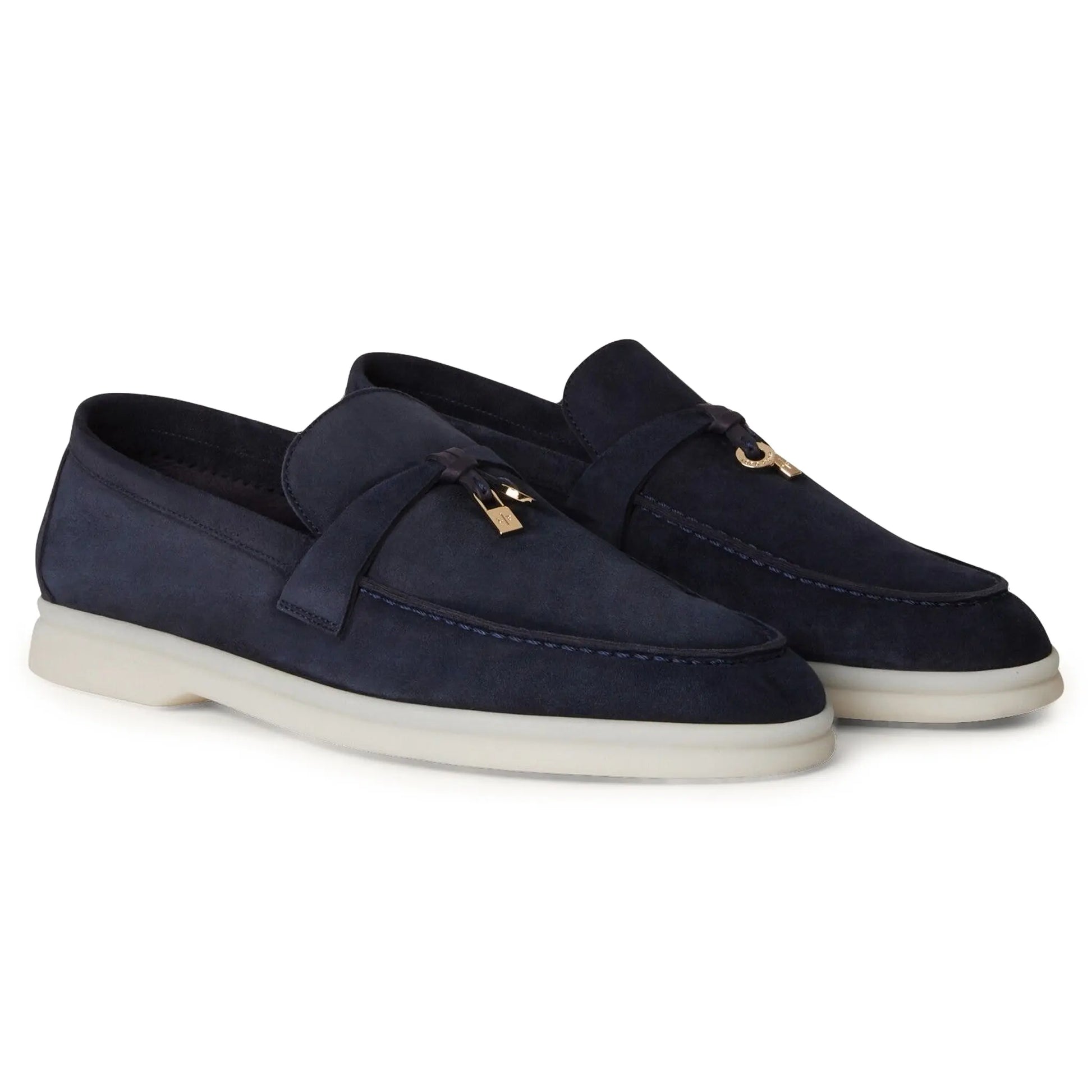 Loro Piana Summer Charms Suede Argo Blue Melange Loafers
