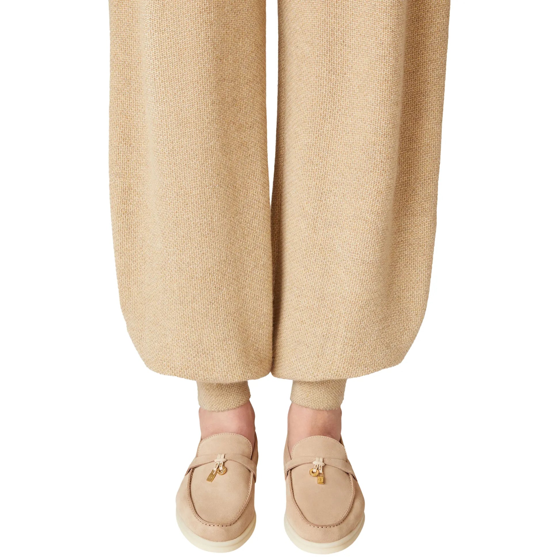 Loro Piana Summer Charms Suede Sandstone Loafers