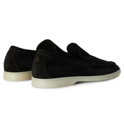 Loro Piana Summer Walk Suede Black Loafers