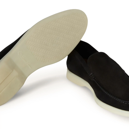 Loro Piana Summer Walk Suede Black Loafers