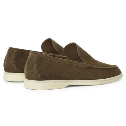 Loro Piana Summer Walk Suede Grey Moss Loafers